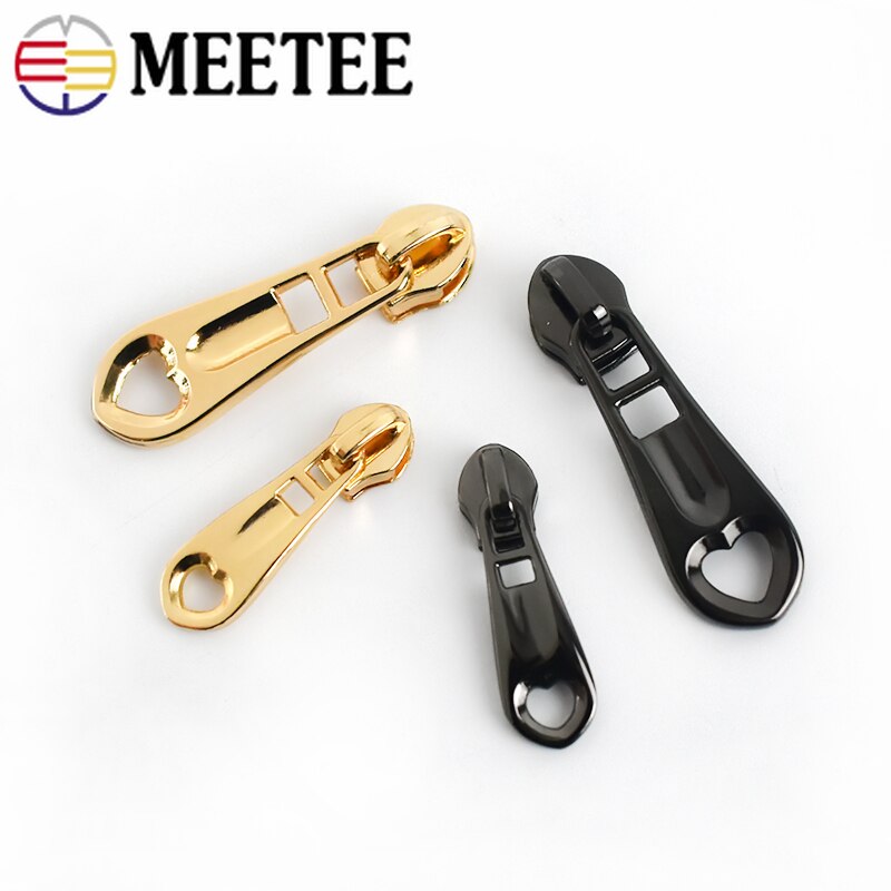Meetee-deslizadores de cremallera con forma de corazón, cremalleras de nailon para ropa, Cartera de bolsillo, bolsa con cabeza, Kits de reparación, accesorios DIY, 3 #5 #, 50 Uds.