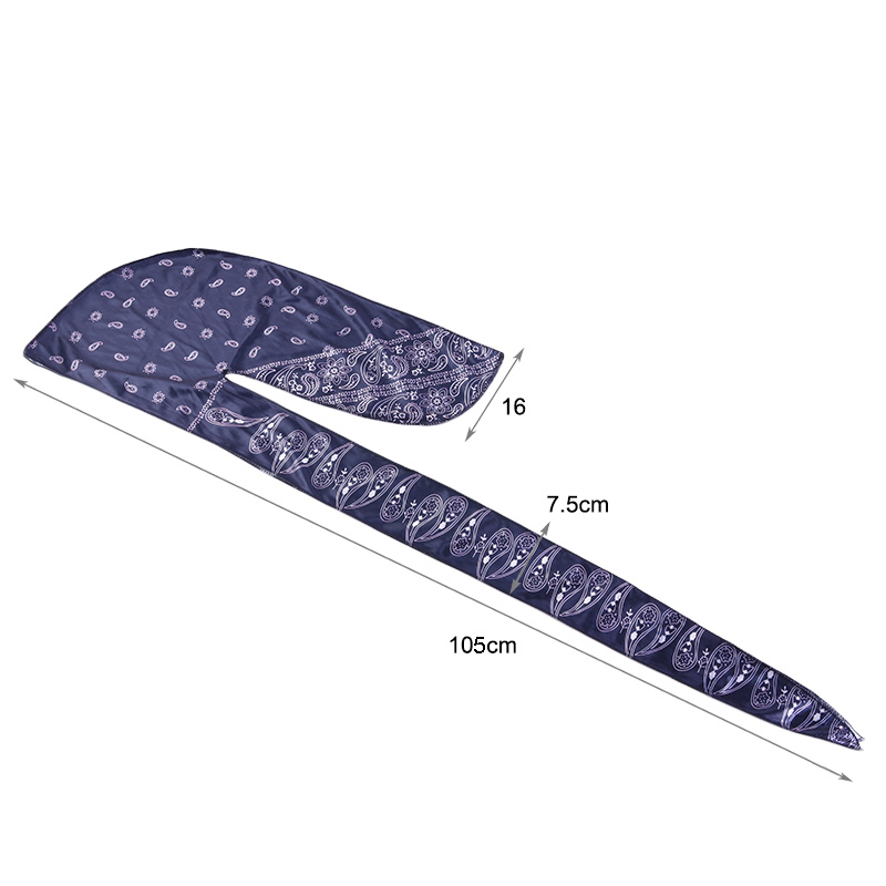 Men's Silky Durags African Print Headwrap for Women Long Tail Pirate Hat Biker Hear Wear Bandanas Turban Hair Accessories