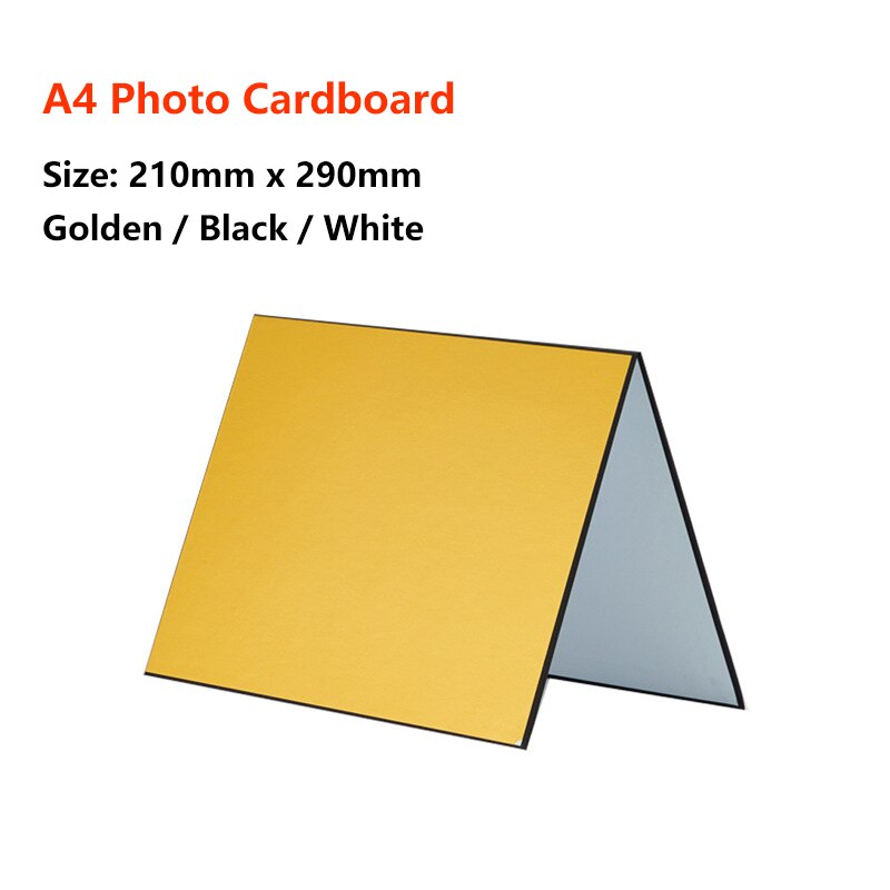Reflector de cartón plegable para fotografía, 3 en 1 accesorio de luz, multiusos, papel reflectante blanco, negro y plata: A4 gold