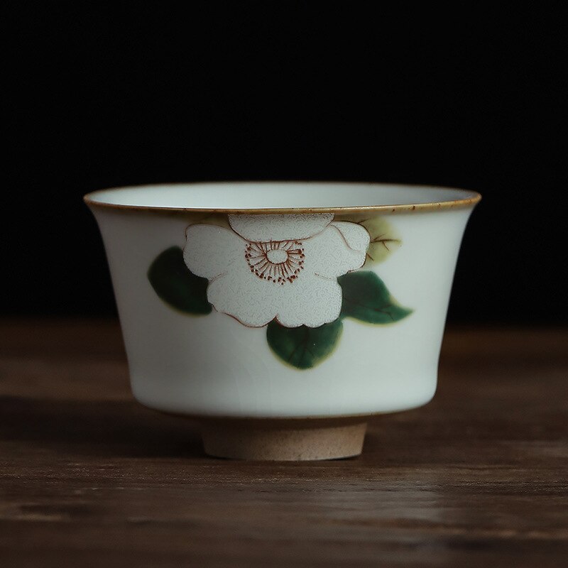 Tazón de té Personal para el hogar, taza maestra hecha a mano, taza de té de cerámica Retro de porcelana ru-china, artículos de gres para té, tazas de té: Zen cup D