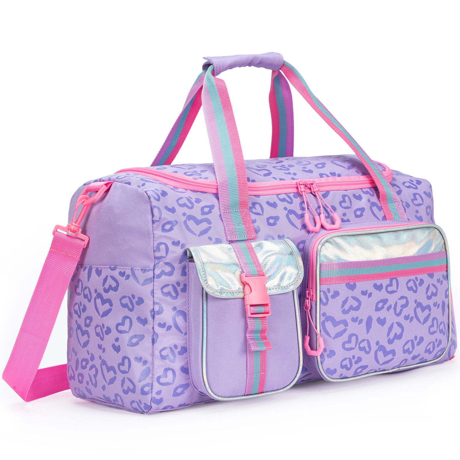 Bolsa de lona para niñas y mujeres, bolsa de viaje para , bolsa de noche para niñas y mujeres, bolsa de dormir para niñas, bolsa de baile para gimnasio, 1 ud.: Morado