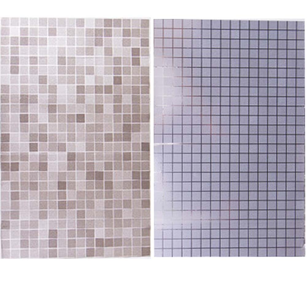 Vandtætte fliser mosaik væg klistermærke køkken badeværelse toilet adhensive anti-olie pvc tapet varmebestandighed vægindretning #30: Sølv