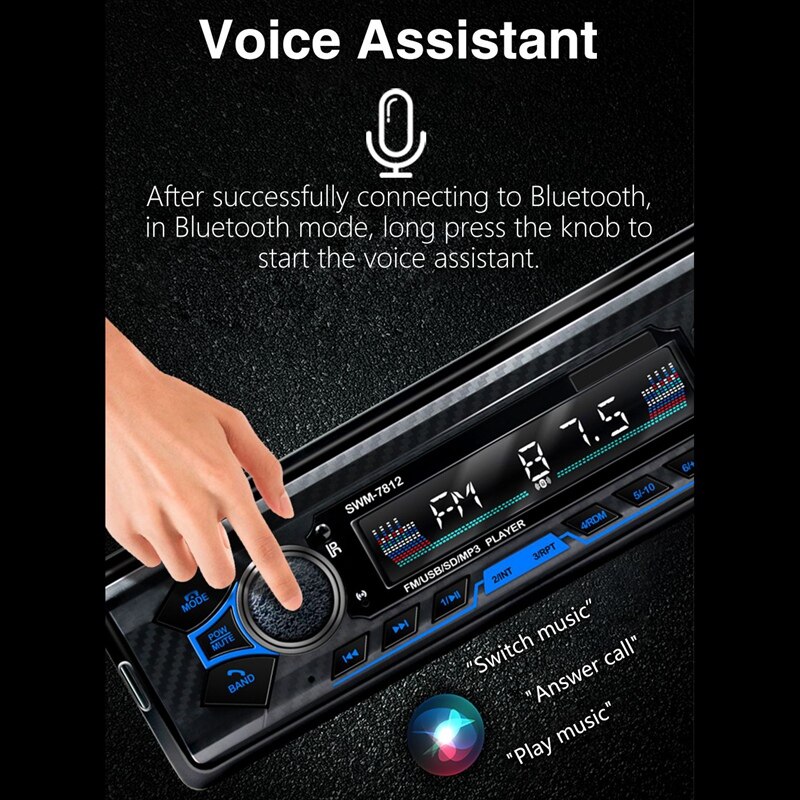 Novel-Car Mp3 Player Power-Off Memory Voice Assistant U Disk Card FM Radio Bluetooth Connection Player