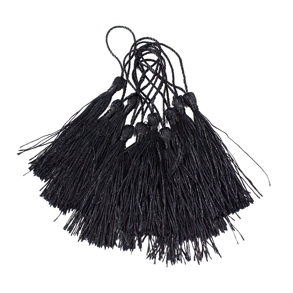 10Stck gemischte farbe 13cm Hängenden seil Seide Quasten Randbereich näHenne Knall quaste trimmen schlüssel quasten für DIY Verschönern vorhang zugang: Schwarz