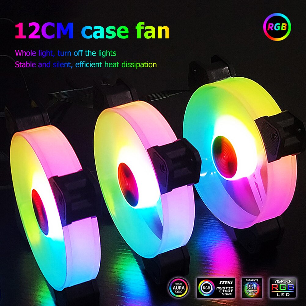 120Mm Computer Case Fan Chassis Rgb Fan Verstelbare Kleurrijke Verlichting Stille Radiator Heatsink Cooler Mute Pc 120Mm Cpu case Fans