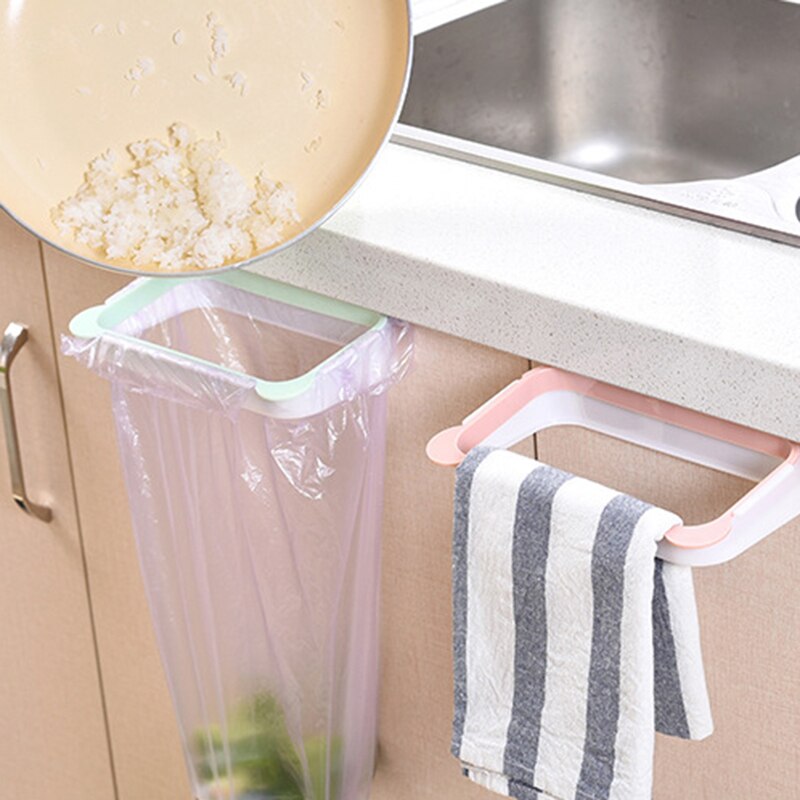 Plastic Hanging Kitchen Cupboard Door Garbage Bags Holder Portable ABS Waste Bag Racks Rubbish Bag Holder Home Kitchen Organizer