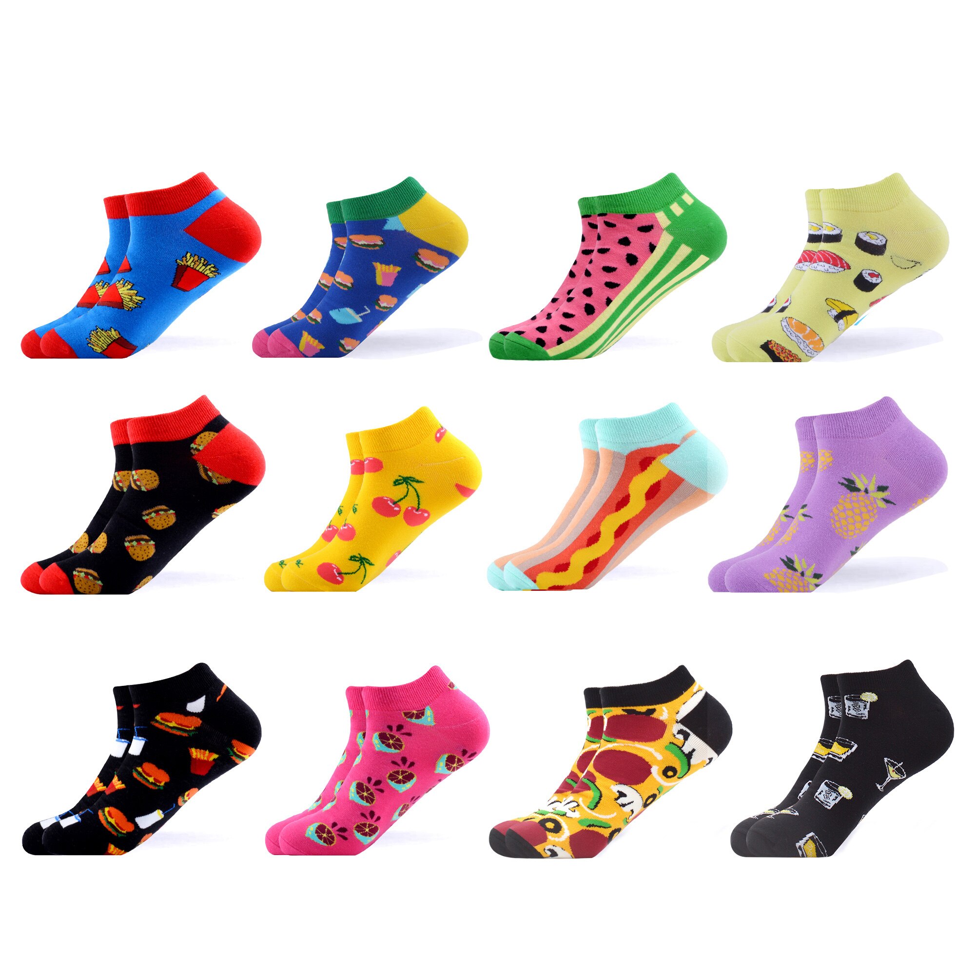 SANZETTI – chaussettes courtes à carreaux en coton peigné pour femmes, 12, nouveauté, colorées, décontractées, Harajuku, tendance paires/lot: B06236