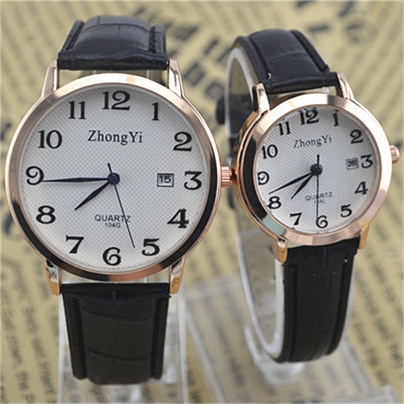 Couple montre Quartz femmes hommes montre bracelet en cuir de luxe montre-bracelet Date affichage robe montres relogio masculino dames montre