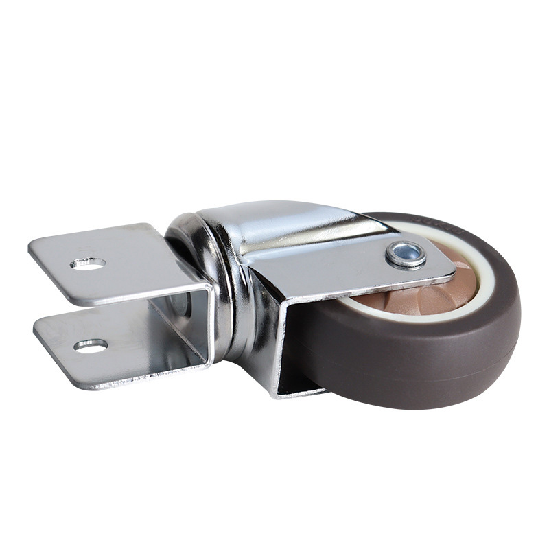 Furniture Crib Casters 1/1.5/2 Inches Soft Rubber Silent Wheels U-shaped Castor With Brake For Cabinet Clamp Replacement Rollers