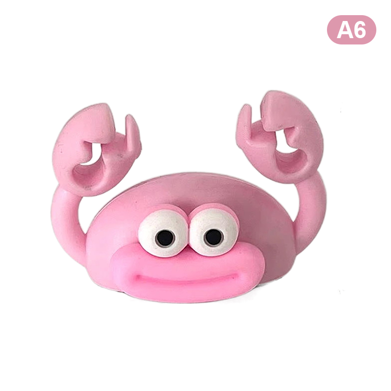 Kabelhouder met cartoonkrab, kabeloproller voor op het bureau, kabelorganizer, zelfklevende kabelhouder, kabelklem voor datakabelbeheer