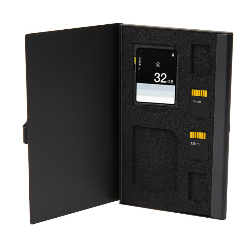 Aluminium Sd/Tf Geheugenkaarten Opbergdoos 2 Sd + 4TF Micro Sd Kaarten Beschermende Box Organizer Case houder Protector Box