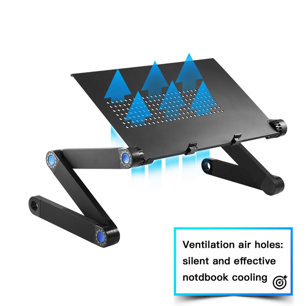 Adjustable Aluminum Alloy Laptop Desk Multifuctional Vented Foldable PC Table Stand With Mouse Pad