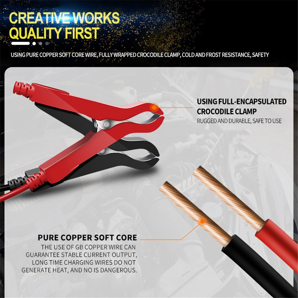 12V-24V 8A Full Automatic Car Battery Charger Power Pulse Repair Chargers Wet Dry Lead Acid Battery-chargers Digital LCD Display