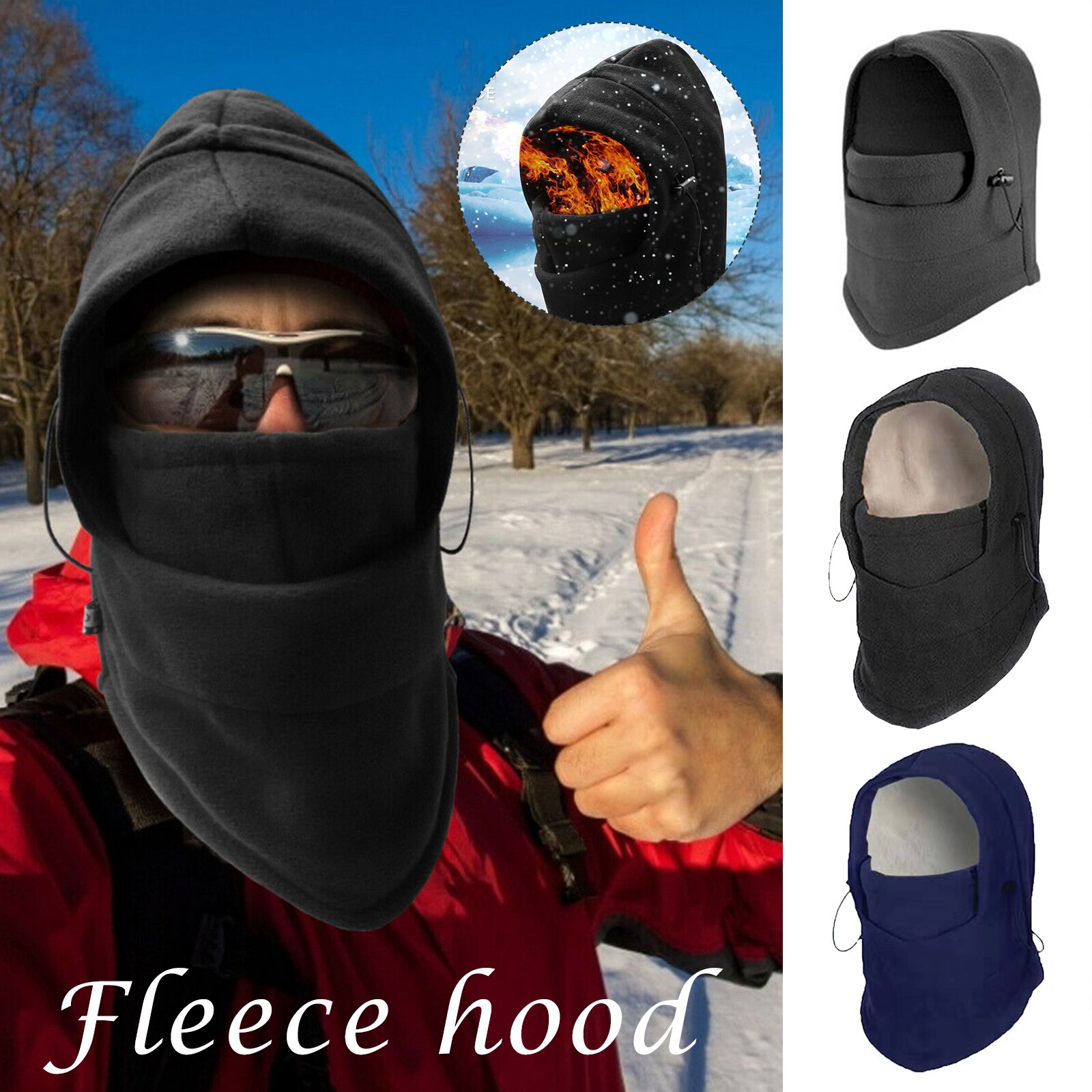 Winter Fleece Nek Warm Bivakmutsen Hoed Gezicht Die Hood Cap Winddicht Ski Hoed Mannen Vrouwen & T8