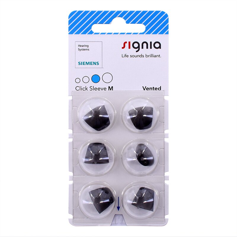 Siemens Signia Original Silicone Eardomes 6 Pieces of Ear Tips Click Sleeve Vented for CIC ITC and RIC Model Hering Aids