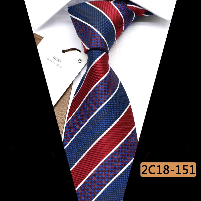 Yishline mænd slips 16 farve stribet business slips herre slips 8cm jacquard bryllup corbatas til hombre tilbehør: 2 c 18-151