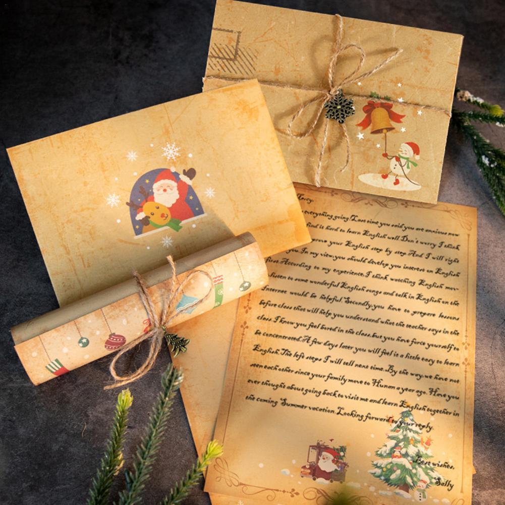 Christmas Series Vintage Brown Kraft Paper Writing Paper Letter Paper Wedding Birthday Party Invitation Paper Envelope