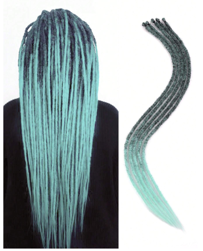 Extensiones de cabello rastas sintéticas de 24 pulgadas, rastas suaves de un solo extremo, rastas estilo Hippie para mujeres: green / 10 unids/lote