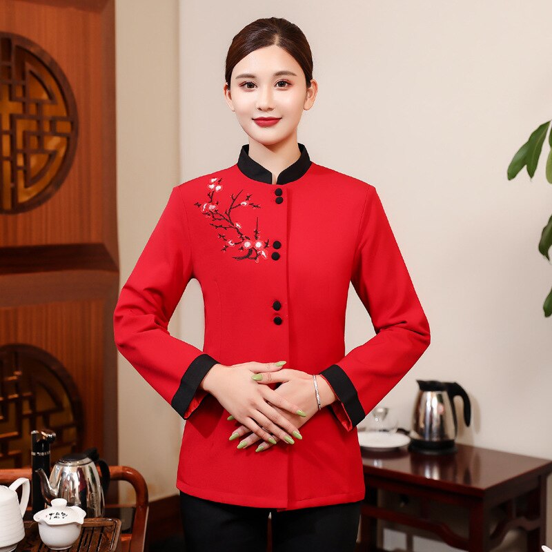 Mann Westlichen Restaurant Kellner Uniform Frau Heißer Topf Winteress Uniform Schnelles Lebensmittel Mitarbeiter Arbeiten Tragen Cafe Küche Kochen Kleidung