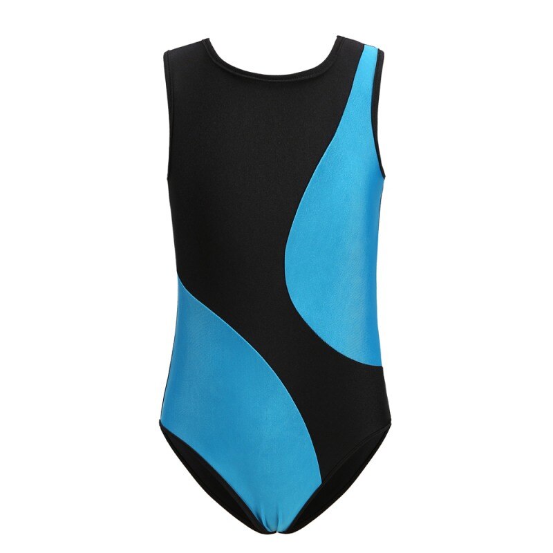 Children Kids Girls Gymnastics Suit Soft Breathable Sleeveless Concise Color Matching Gymnastics Cloth Body Suit