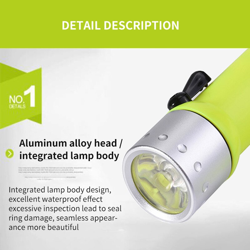 Duikzaklamp led super onderwater 2000lm waterdichte zaklamp lamp scuba voor duiken zwemmen onder water sport