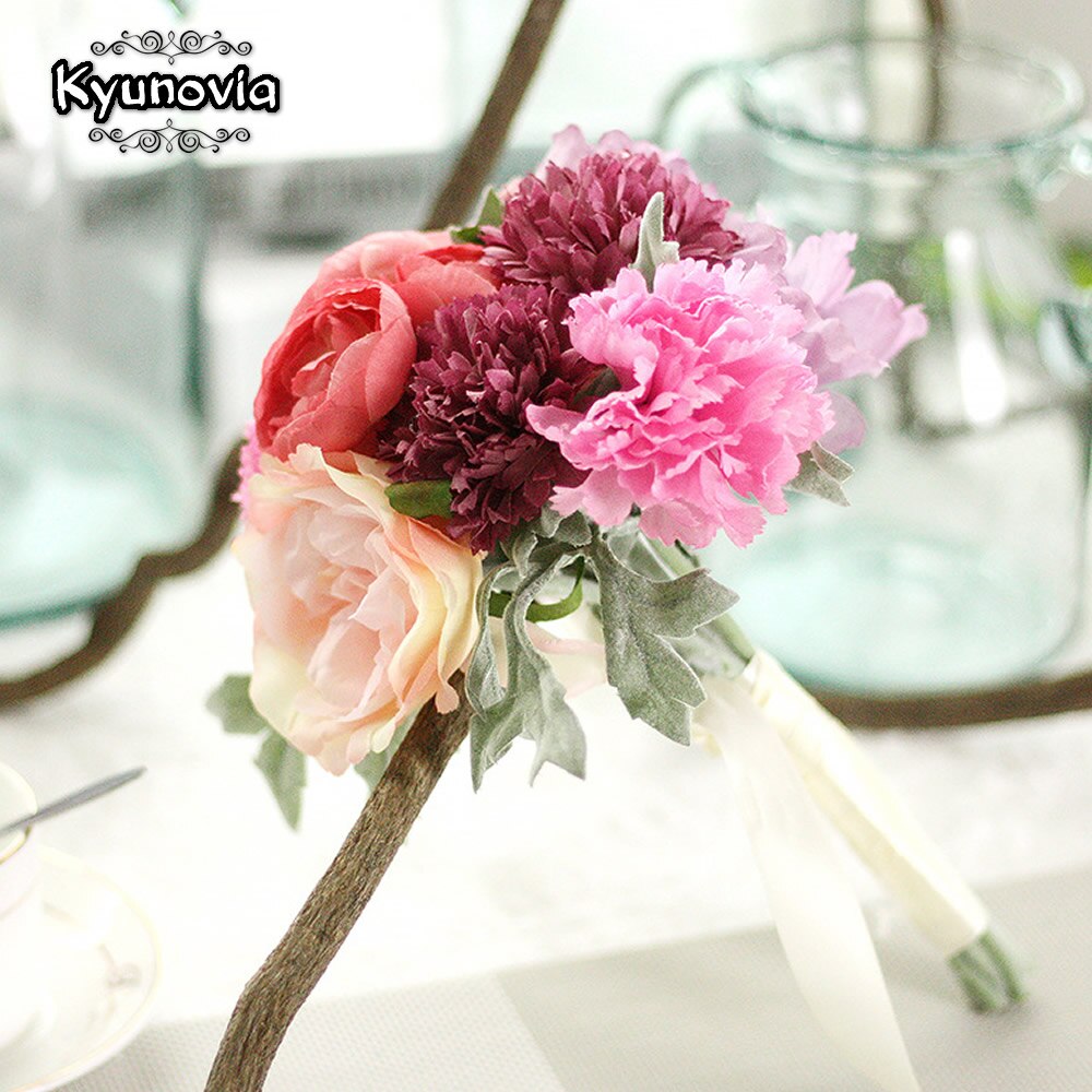 Kyunovia bröllopstillbehör siden vilda blommor bukett för bröllop enfärgad brudbukett bröllopsbukett  d45
