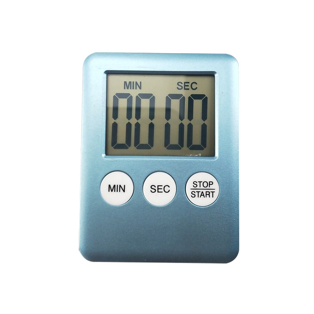 Digital Cooking Timer LCD Display Baking Countdown Alarm Button Operation Kitchen Timer Built-in Battery Kitchen Timer Alarmer: Blue