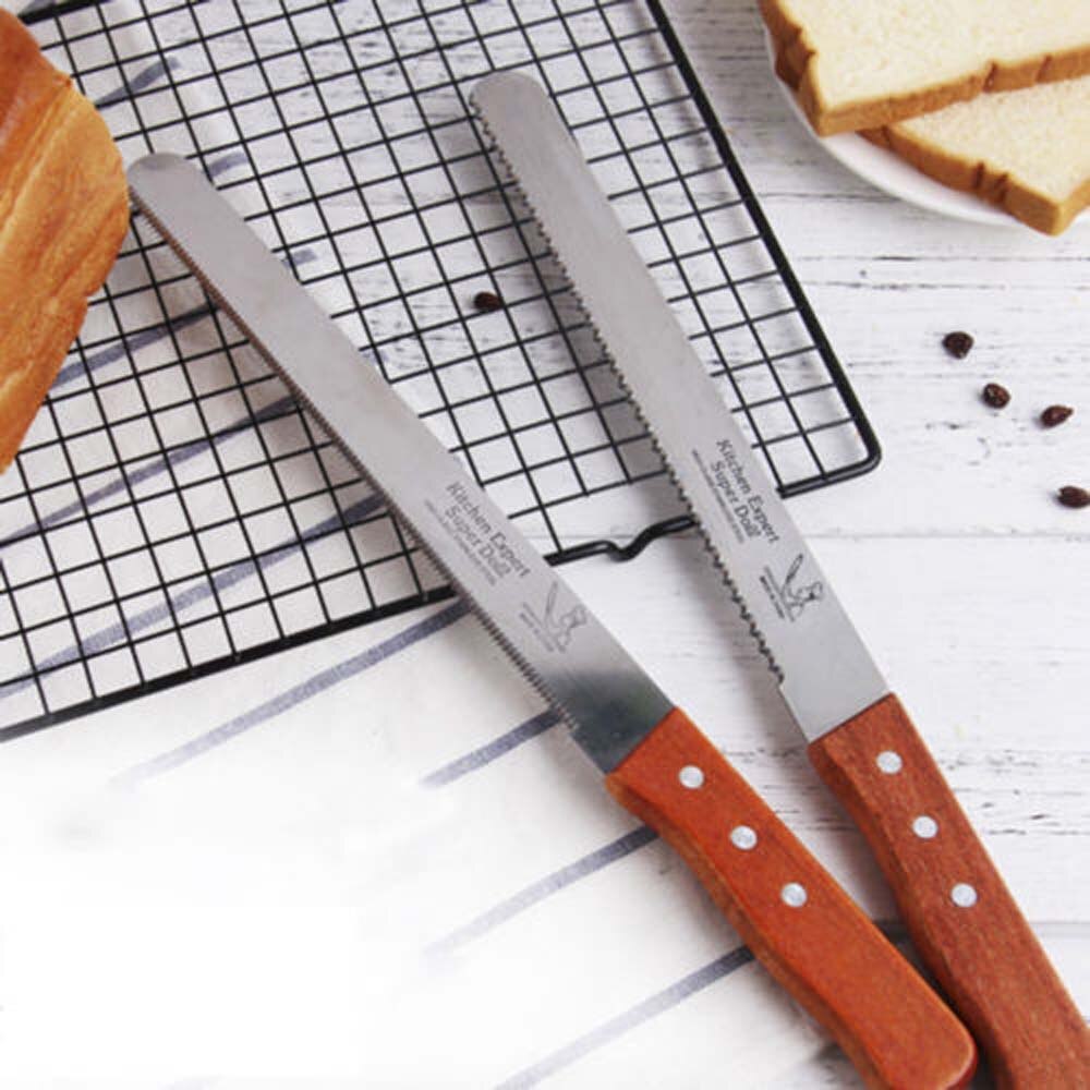10 inch Toast mes Staal Serratd Brood Toast Mes Snijden Messen Cake Slicer Bakken Gebak Cutter Gekarteld Lemmet