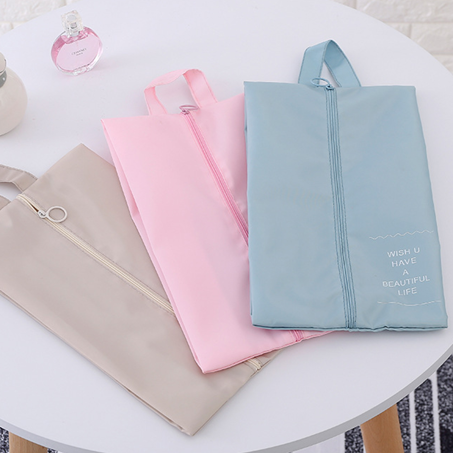 Reise Aufbewahrung tasche Schuhe Reise Verpackung Würfel Unterwäsche Kleinigkeiten Finishing multifunktion ale wasserdichte tragbare Reiß verschluss Schuh tasche