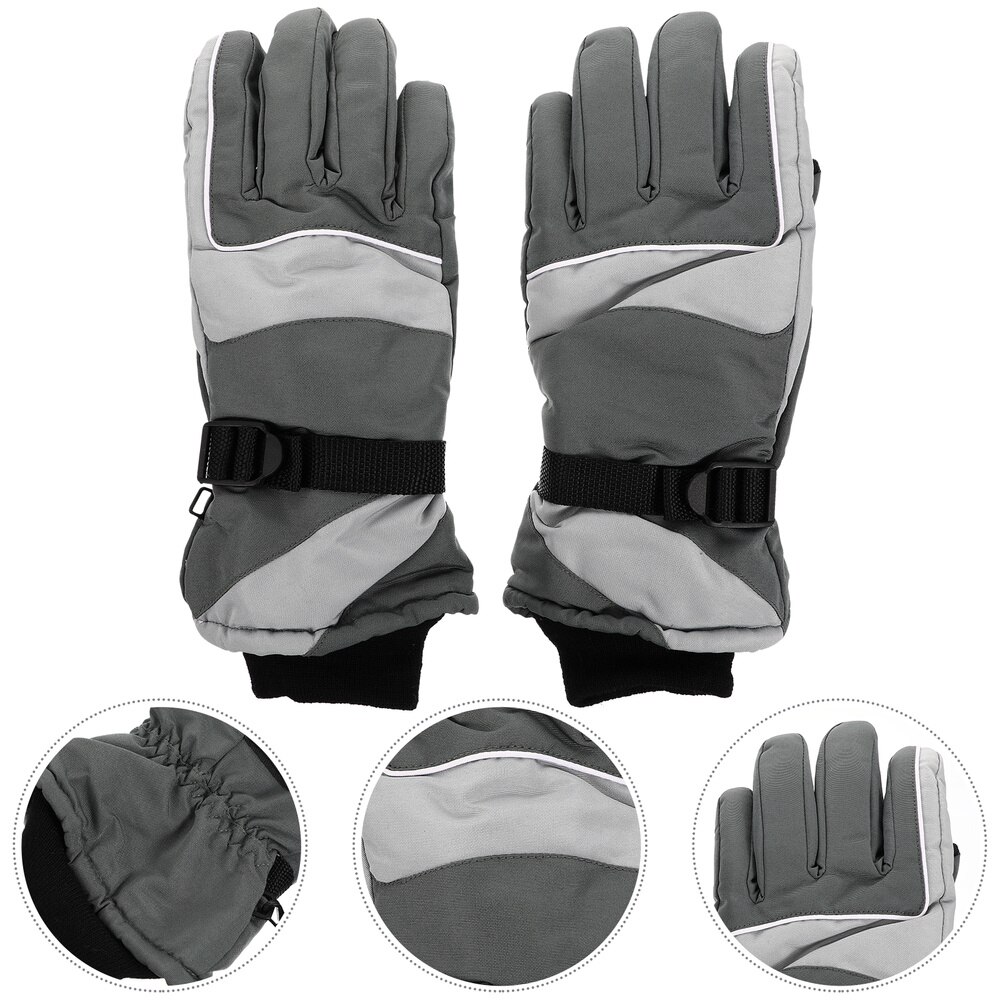 1 par de guantes de esquí de invierno cálidos para esquiar ciclismo: Grey
