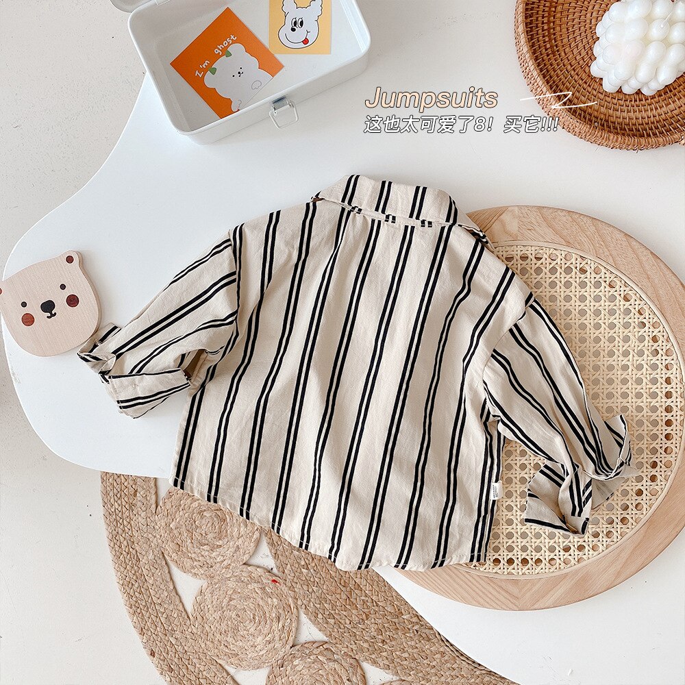 Camicie chic a righe per ragazzi primavera autunno camicie casual a maniche lunghe per bambini tutte le partite top in cotone