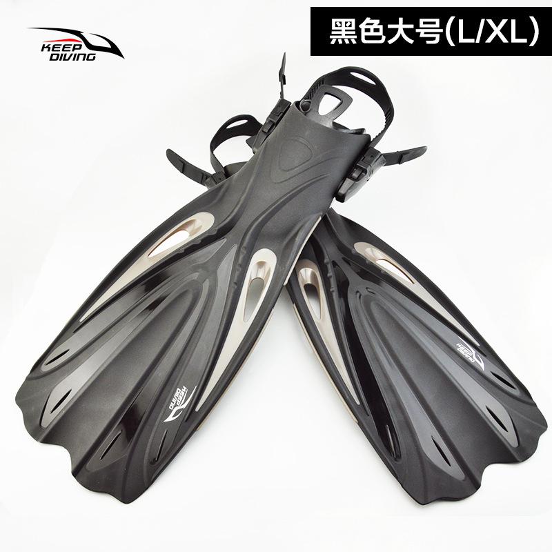 Aletas largas de natación para adultos, para deportes acuáticos, buceo, pies de buceo, aletas flexibles antideslizantes: black L XL