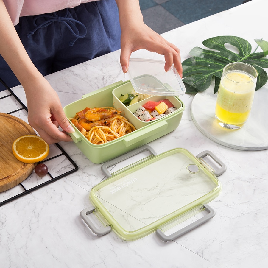 BPA Freies Mittagessen Box Umweltfreundliche Bambus Faser Material Tragbare Bento Box Microwaveble Lebensmittel Lagerung Container Für Büro Kinder