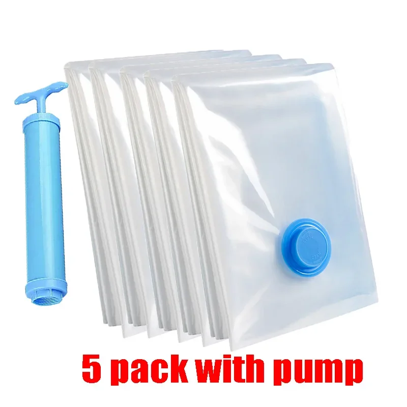 Vakuum-Aufbewahrungsbeutel, für Bettwäsche, Kissen, Handtücher, Kleidung, platzsparende Reise-Aufbewahrungstasche, mit handelektrischer Pumpe, Vakuumbeutel-Paket: L / Gelb