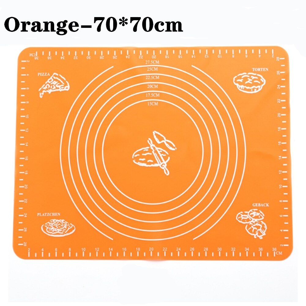 70*70cm Silicone Baking Mat Thicken Cake Silicone Mat Oven Pizza Pastry Mat Rolling Dough Board Non-Stick Mat Cake Baking Tools: Orange-70x70cm