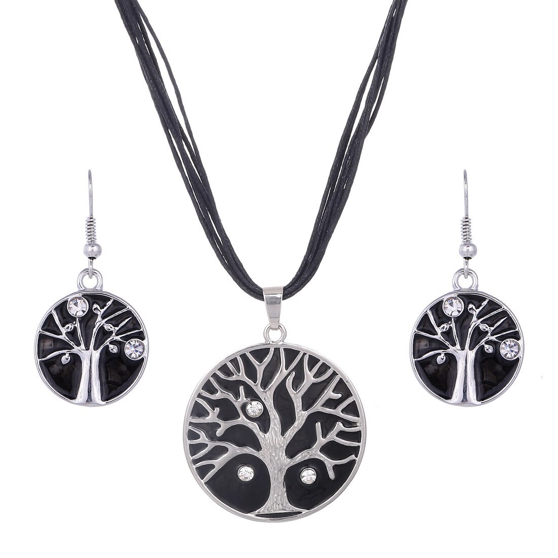 MINHIN nuovo Set di collana a catena in pelle con gemma smaltata per Set di gioielli da sposa per feste Set di gioielli estivi da donna: F908