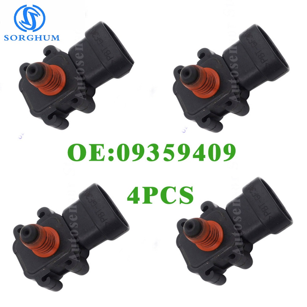 4PCS 09359409 MANIFOLD ABSOLUTE PRESSURE MAP SENSOR FOR GM BUICK CADILLAC CHEVROLET GMC ISUZU OLDSMOBILE PONTIAC HUMMER SAAB