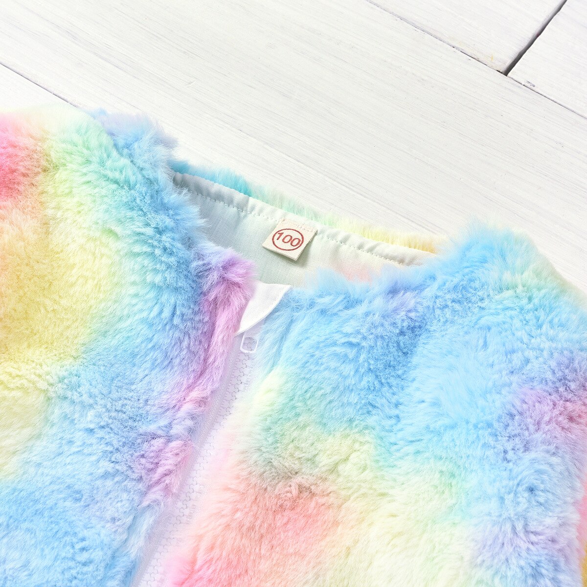 Kids Coral Fleece Jas Winter Warmer Baby Meisje Tie Dye Jassen Zachte Lange Mouw Pluche O Hals Zip Up Bovenkleding dikker Kleding