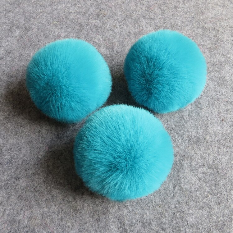 6cm Rex Rabbitt Haarbal Mooie Pluizige Stof Pompom Vrouwen Tas Sleutelhanger Hoofdband Speelgoed DIY Accessoire Sieraden Grote Zachte harige Pompons: Lake Blue