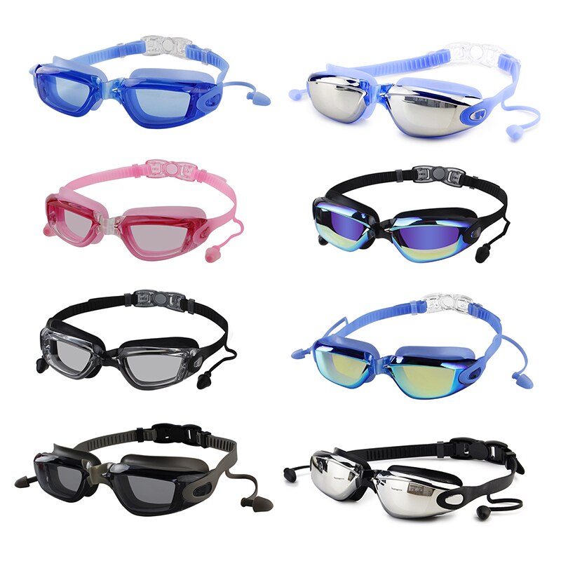 Mosodo Schwimmen Brille mit Ohrstöpsel Anti-Nebel Einstellbare Schwimmen Gläser Männer Frauen Erwachsene Silikon Brillen Optische Tauchen Gläser