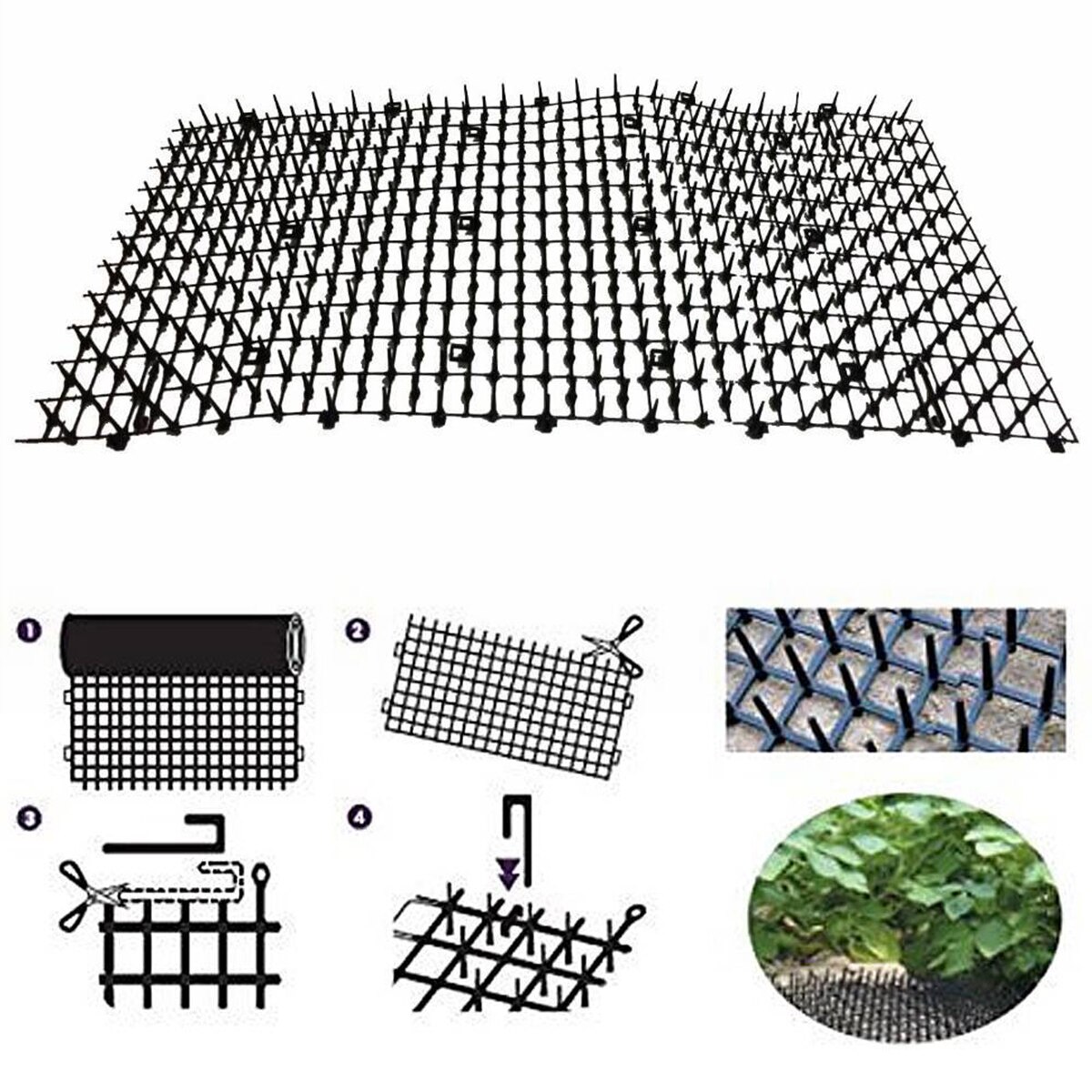 2 Meters Cat Scats Mats with Spikes Prickle Strips Anti-Cat Digging Stopper for Garden Protect Plants Flowers Balcony Farm
