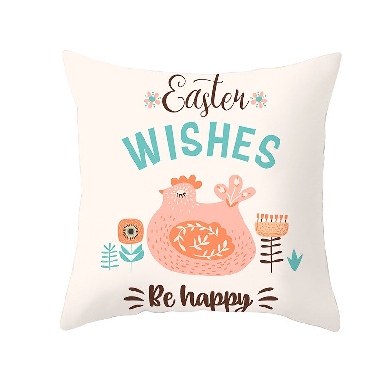Kids Kussen Print Pasen Leuke Konijn Print Kussen 45*45Cm Case Polyester Sofa Auto Kussen Cover Home Decor funda Rechthoekige: 10