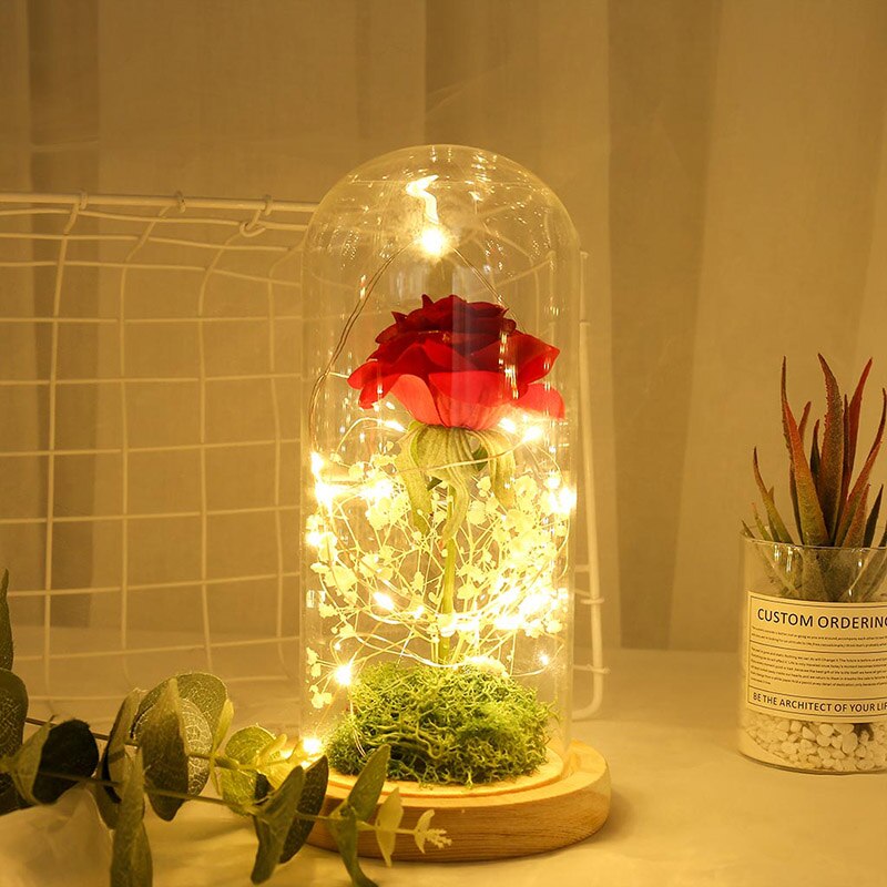 Romantic LED Flower Night Motion Lamp Valentine's Rose Light Wedding Day