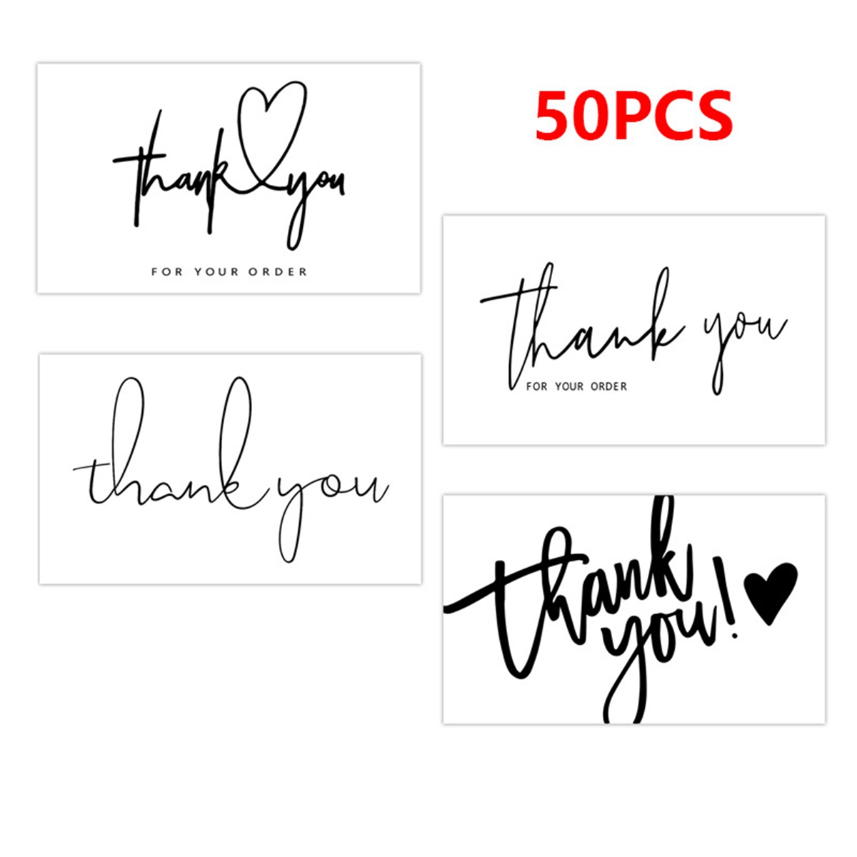 50 stuks bedankkaartjes voor uw steun, kleine klantwaarderingkaartjes voor winkels, online retailers en kantoorartikelen.