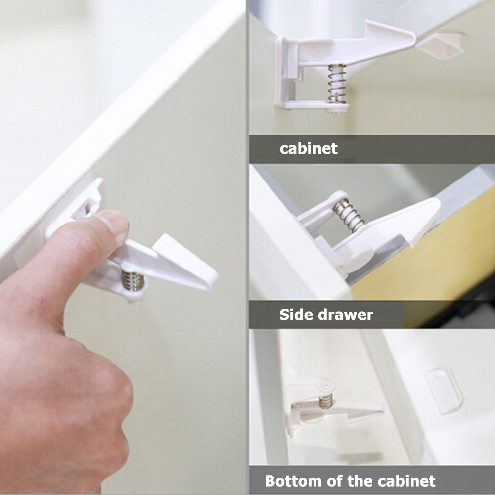 10 Stuks Baby Veiligheid Onzichtbare Beveiliging Ladeslot Geen Ponsen Kinderen Bescherming Kast Kastdeur Lade Veiligheid Sloten