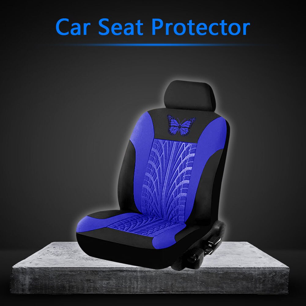 Universal Car Seat Cover Set Butterfly Pattern PU Leather Bucket Seat Cover