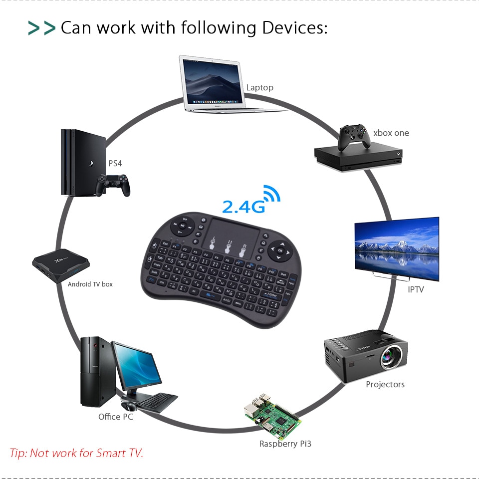 i8 (Deutsch) German English Keyboard 2.4GHz Mini Wireless Keyboard Air Mouse with TouchPad for Android TV Box / Mini PC