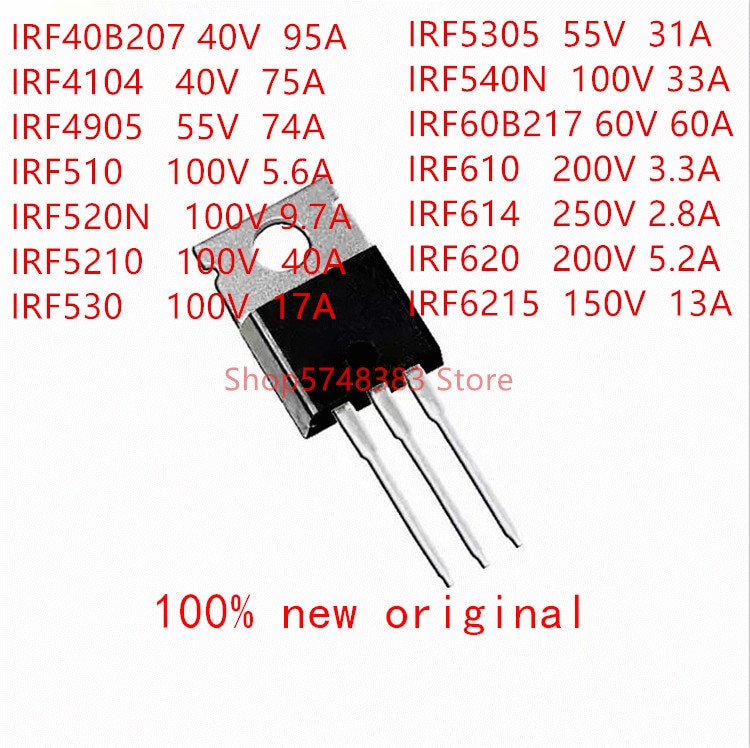 10 TEILE/LOS IRF40B207 IRF4104 IRF4905 IRF510 IRF520N IRF5210 IRF530 IRF5305 IRF540N IRF60B217 IRF610 IRF614 IRF620 IRF6215 ZU-220