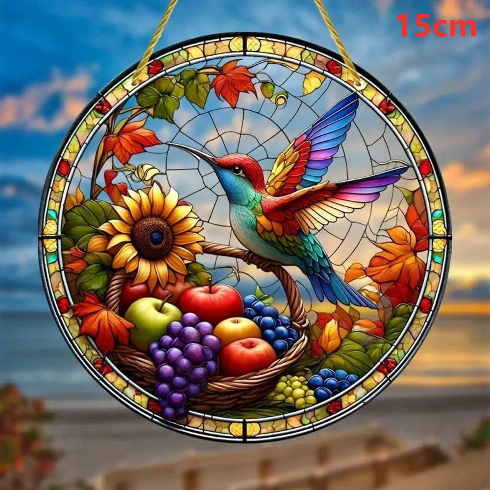 Acrylic Colorful Hummingbird Sun Catcher Rainbow Bird Wind Chimes Crafts Hanging Decor for All Seasons Home Garden Decoration: DEEP BLUE