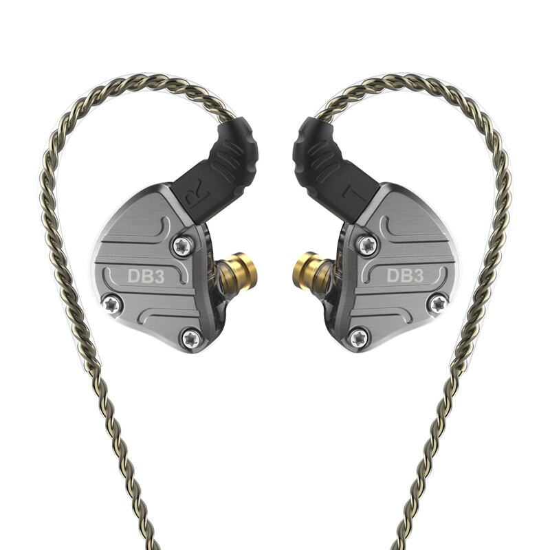 NICEHCK DB3 1BA + 2DD hybride 3 unités de pilote dans l'oreille écouteur moniteur en cours d'exécution Sport écouteur HIFI casque écouteurs IEM DJ Stage 2Pin: Black no mic